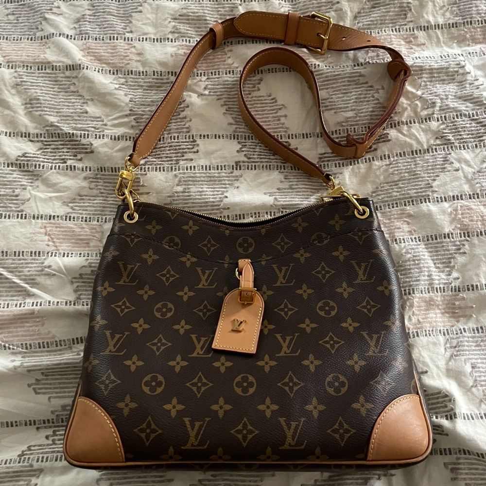 Louis Vuitton Tan Monogram Shoulder Bag with Leather Trim